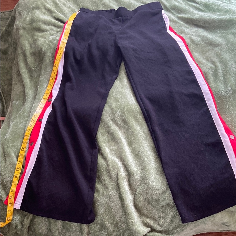 Black Track Pants with Pink and Red Stripes
